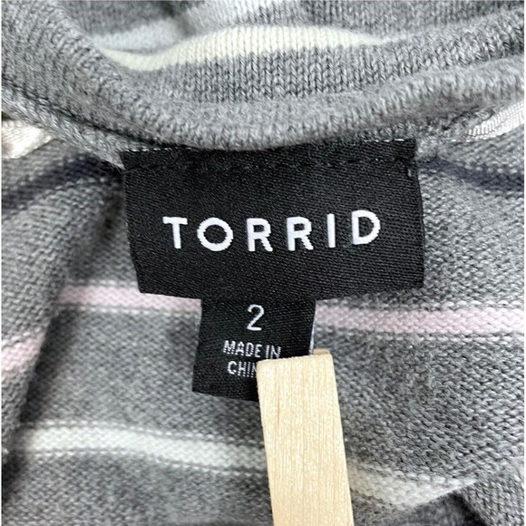 Torrid Women Size 2 Grey Stripe Cardigan Sweater Long Sleeve Button - Picture 6 of 8
